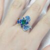 russian master designed s925 sterling silver ring with zambi emerald
