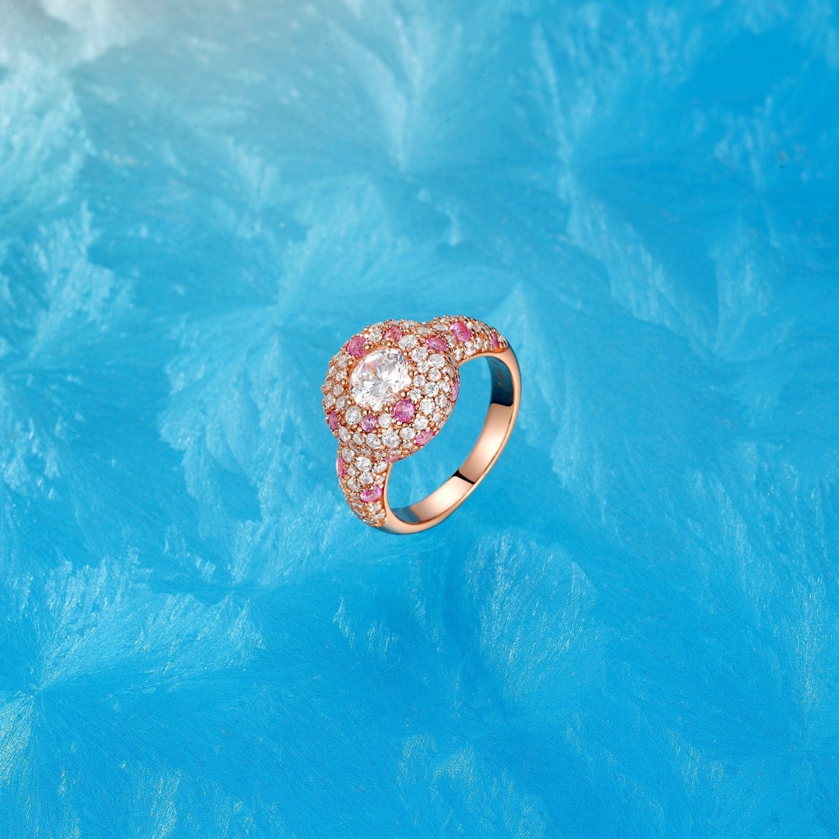 candy pink dopamine 925 silver fully set with gradient pink diamonds luxury ring