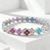 s925 sterling silver colorful diamond four leaf clover bracelet