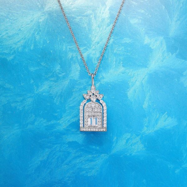 s925 lucky door diamond clavicle necklace