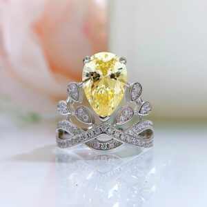 s925 silver teardrop shaped personalized crown diamond ring