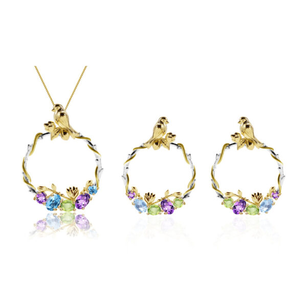 secret garden designer s925 silver natural gemstone pendant