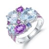 original s925 sterling silver ring with natural gemstones, a luxurious and niche design
