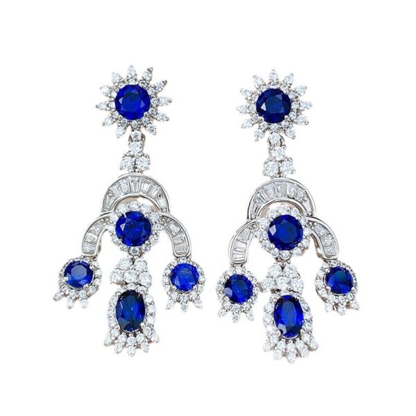 s925 silver inlaid ruby ​​round diamond retro earrings