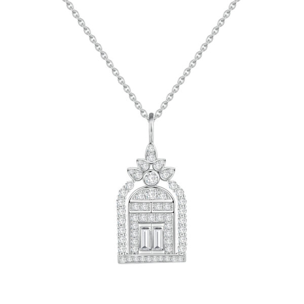 s925 lucky door diamond clavicle necklace