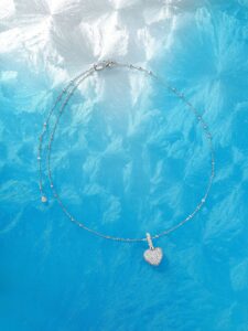 925 silver pink full diamond three dimensional love pendant luxury feeling