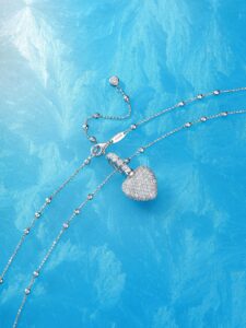 925 silver pink full diamond three dimensional love pendant luxury feeling