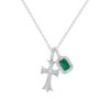 emerald and diamond encrusted cross 925 sterling silver pendant