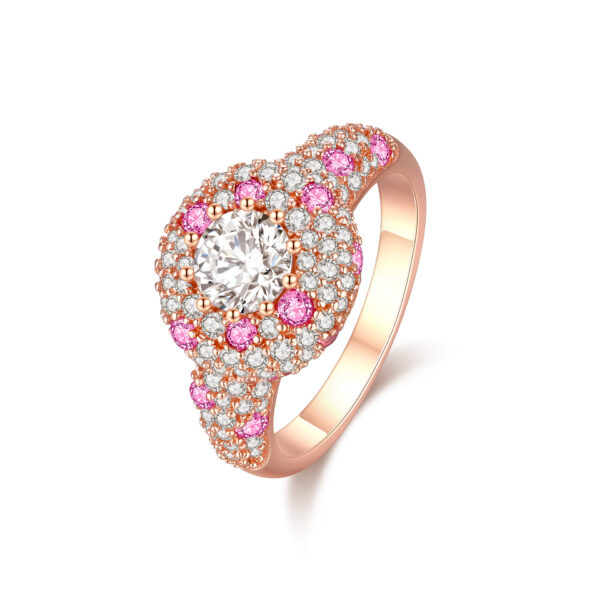 candy pink dopamine 925 silver fully set with gradient pink diamonds luxury ring