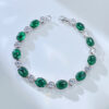 925 silver simulated emerald chalcedony bracelet