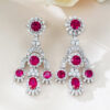 s925 silver inlaid ruby ​​round diamond retro earrings