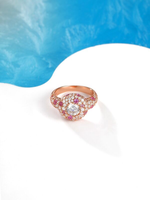 candy pink dopamine 925 silver fully set with gradient pink diamonds luxury ring