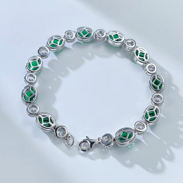 925 silver simulated emerald chalcedony bracelet