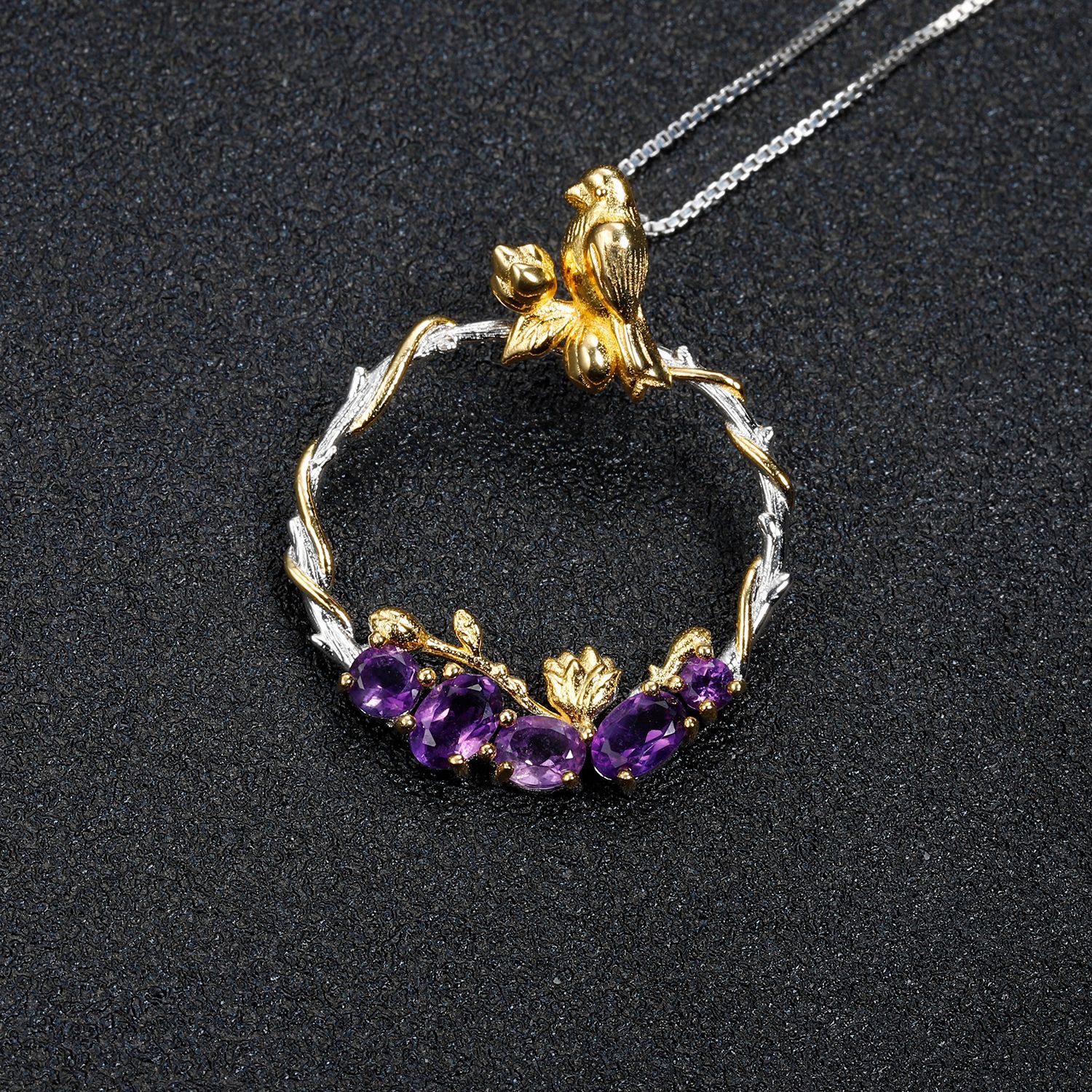 secret garden designer s925 silver natural gemstone pendant