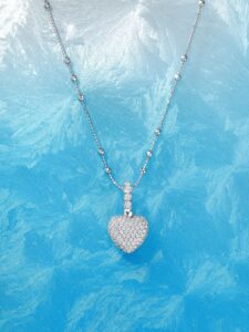 925 silver pink full diamond three dimensional love pendant luxury feeling