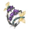 original butterfly design, 925 sterling silver, natural amethyst, niche ring