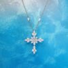 s925 silver luxury snowflake cross pendant with full diamonds