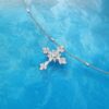 s925 silver luxury snowflake cross pendant with full diamonds