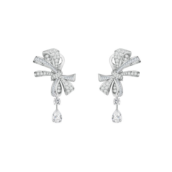 925 sterling silver luxury diamond bow teardrop earrings