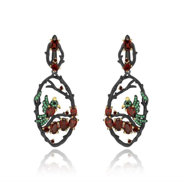 original bird paradise s925 sterling silver natural garnet jewelry