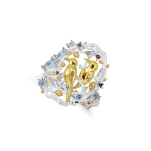 niche bird design s925 silver natural gemstone ring