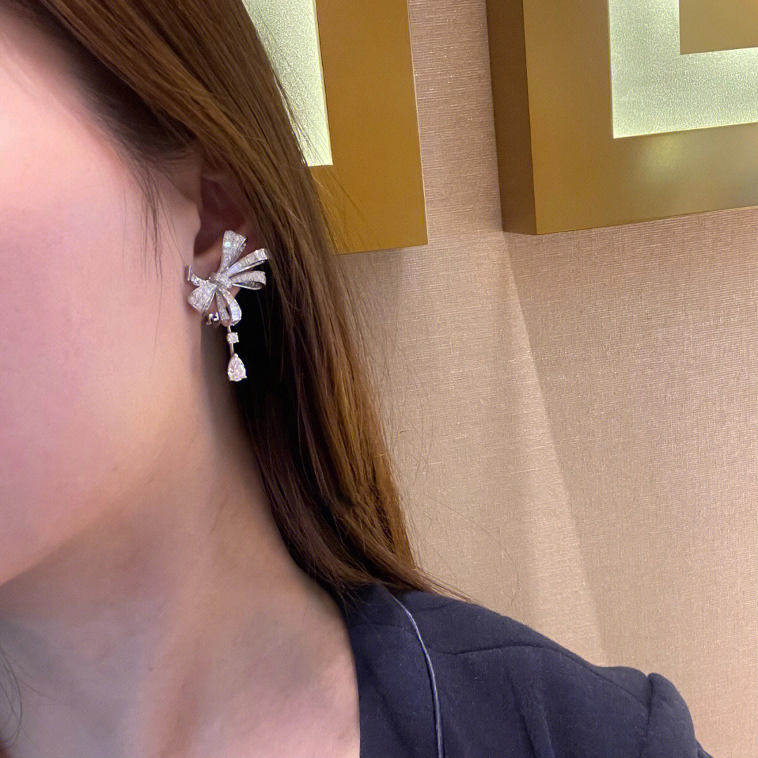 925 sterling silver luxury diamond bow teardrop earrings
