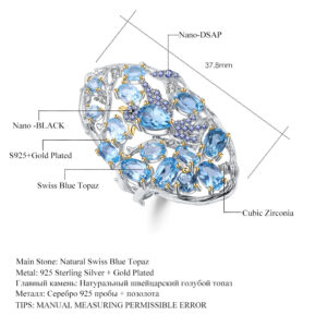 original design s925 sterling silver natural topaz jewelry