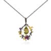 spring bird on branch pendant necklace 925 silver natural gemstone