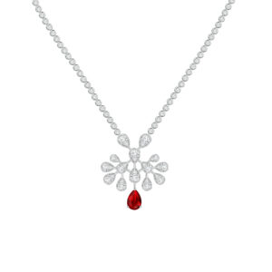 josephine ruby teardrop necklace 925 silver full pave diamonds