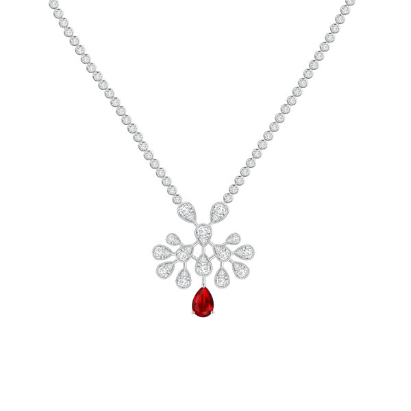 josephine ruby teardrop necklace 925 silver full pave diamonds