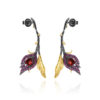 designer floral earrings s925 silver natural garnet stud dangle