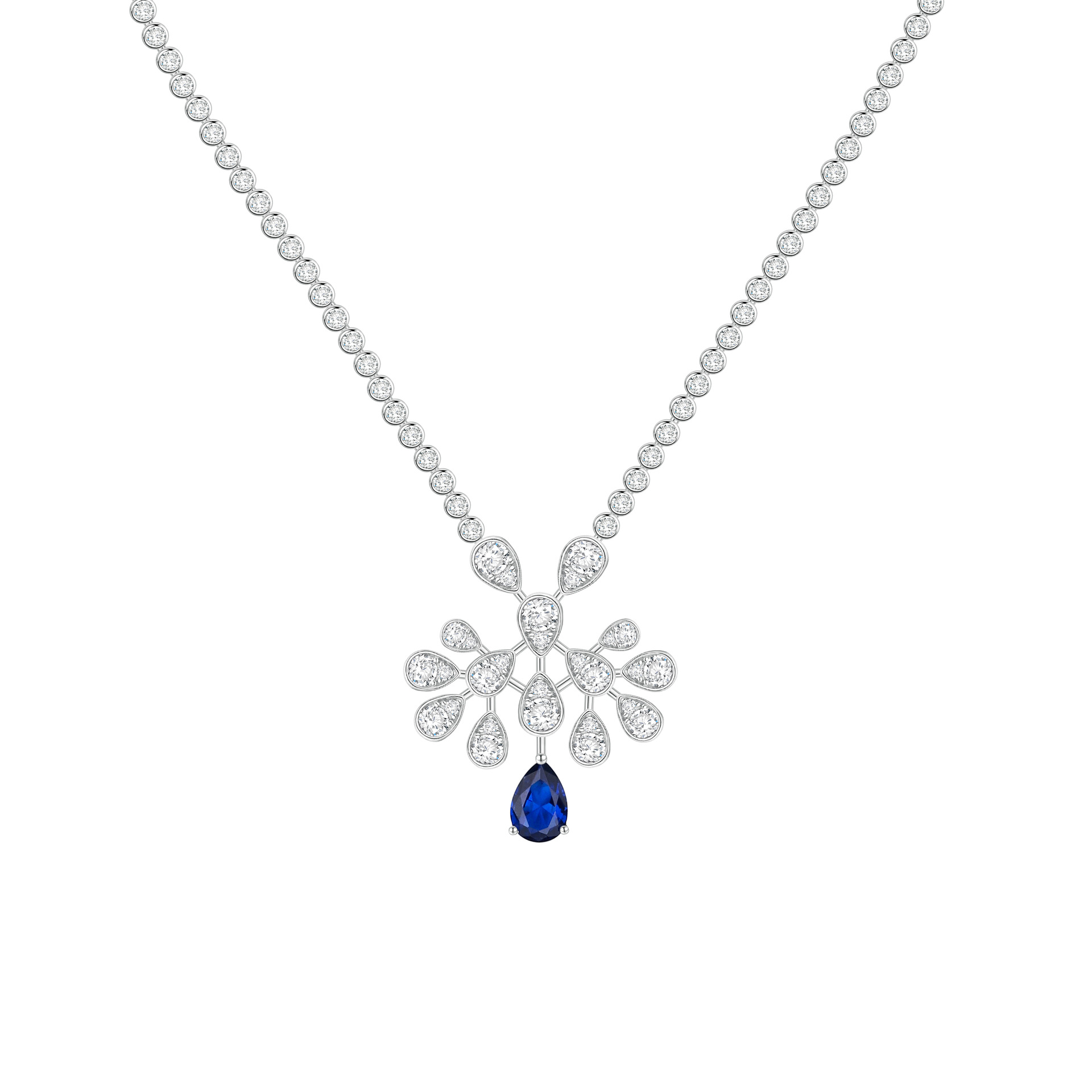 josephine ruby teardrop necklace 925 silver full pave diamonds