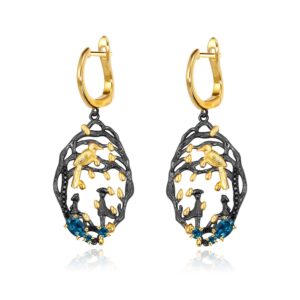 dreaming blossoms garnet earrings 925 silver vintage designer style