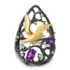 birds paradise ring s925 silver topaz rose garnet original design