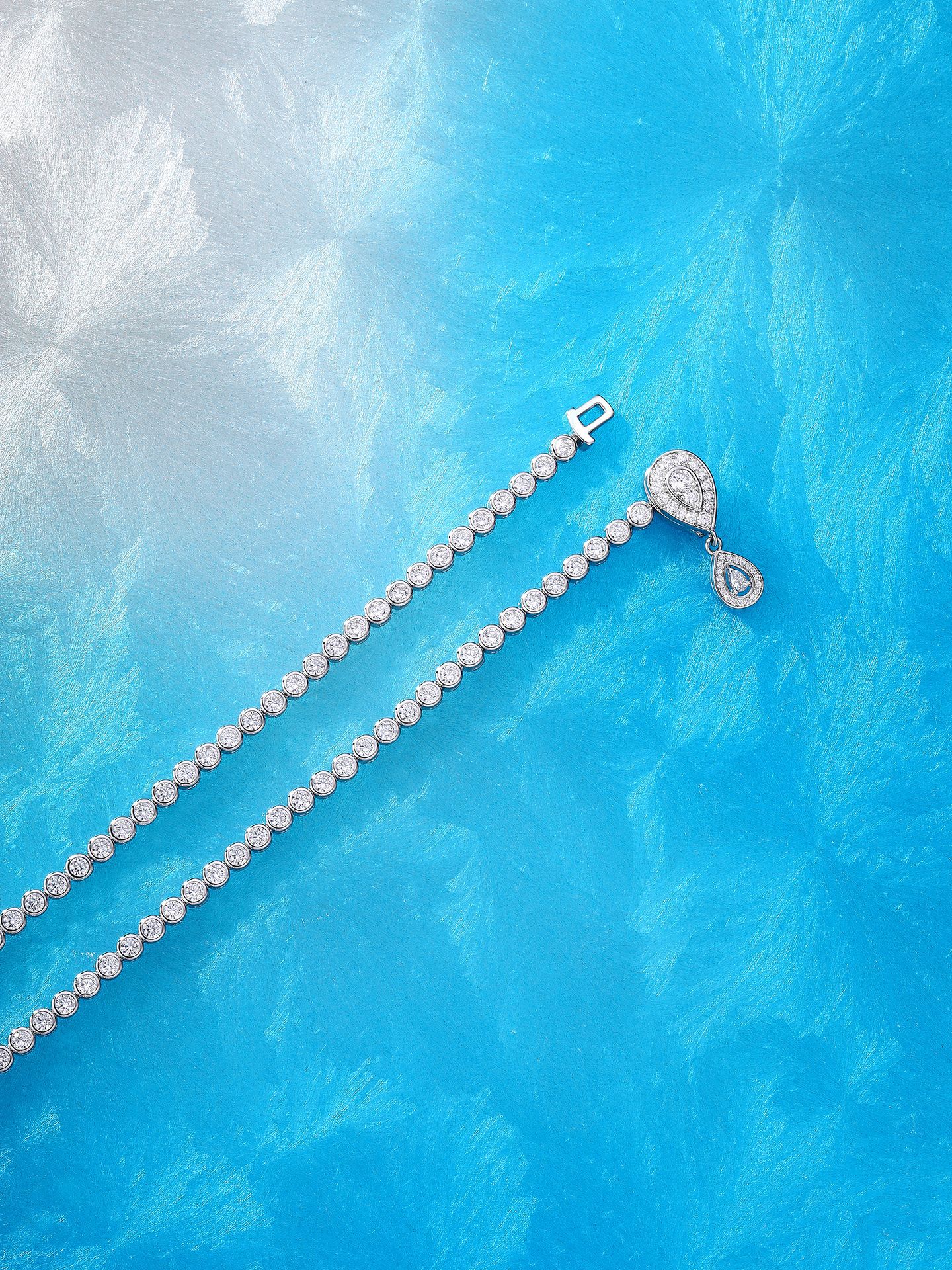 josephine ruby teardrop necklace 925 silver full pave diamonds