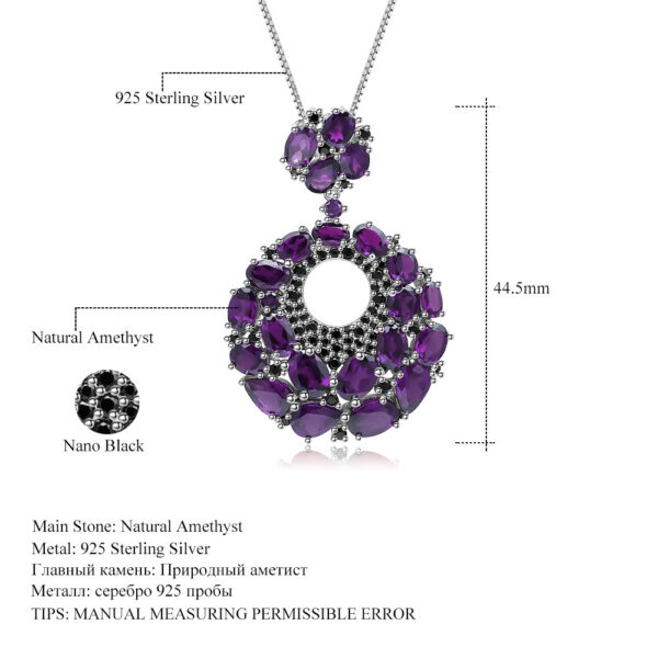 italian craft designer pendant necklace 925 silver amethyst gemstone