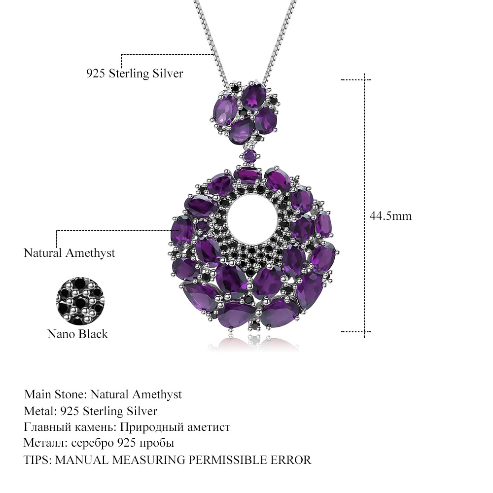 italian craft designer pendant necklace 925 silver amethyst gemstone