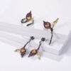 designer floral earrings s925 silver natural garnet stud dangle