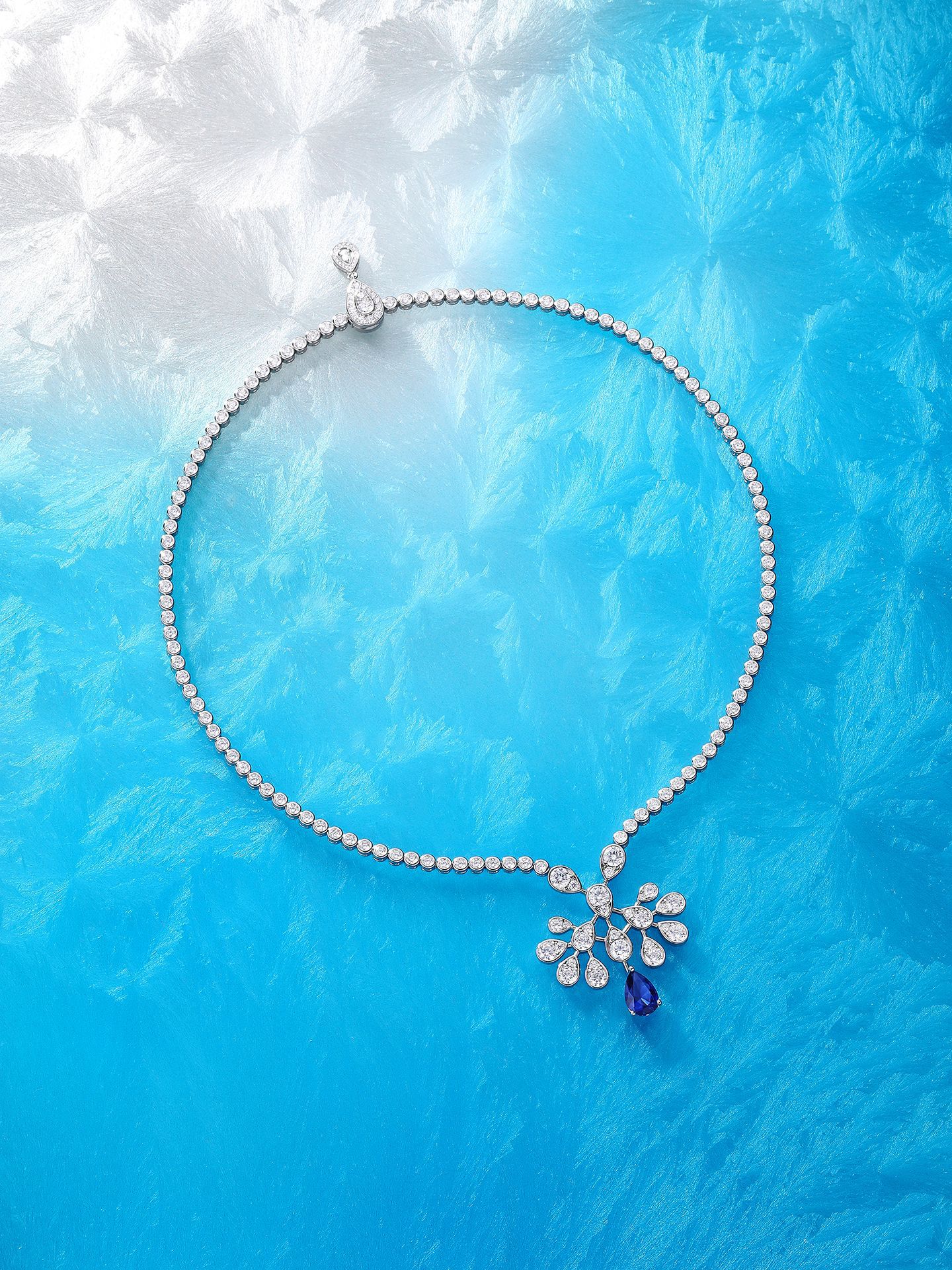 josephine ruby teardrop necklace 925 silver full pave diamonds