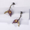designer floral earrings s925 silver natural garnet stud dangle