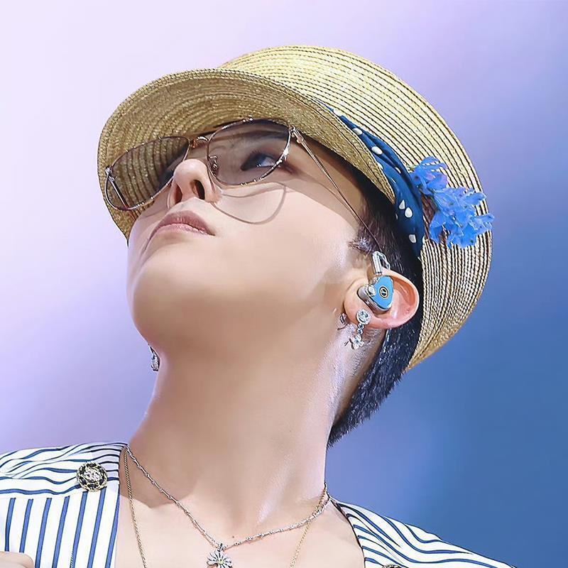 gd peace sign & clover earrings 925 silver blue diamond full pave