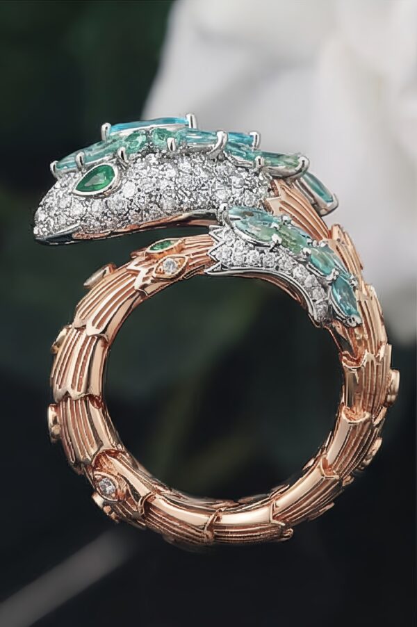 c7e4e575f0a4d906f8e876f3b720dea Serpent Ring | Gold Plated 925 Silver & Synthetic Paraiba Statement