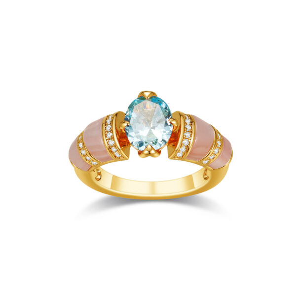 sku-1-浅蓝色 4 Prong Ruby Cabochon Ring 925 Silver Vintage Paraiba Style Luxury