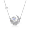 sun moon star necklace s925 silver blue moonstone pendant collarbone