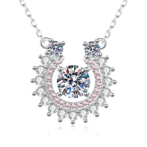主图-5 Horseshoe Moissanite Pendant Necklace 925 Silver Full Pave