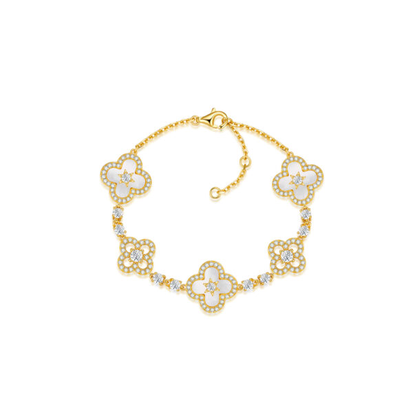 5 flower star & clover bracelet 925 silver diamond natural stone new 5 flower star & clover bracelet 925 silver diamond natural stone new