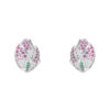 3D Flower Ear Studs 925 Silver Full Pave Colored Diamonds Luxury