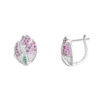 3D Flower Ear Studs 925 Silver Full Pave Colored Diamonds Luxury