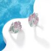 3D Flower Ear Studs 925 Silver Full Pave Colored Diamonds Luxury