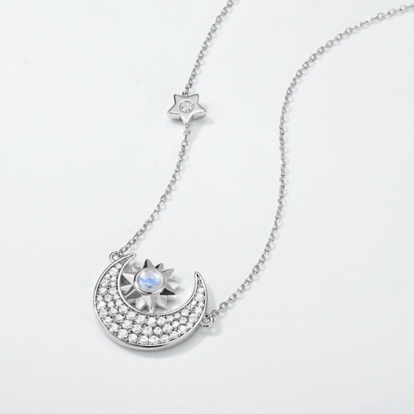 sun moon star necklace s925 silver blue moonstone pendant collarbone